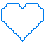 icono azúl sin rellanar hecho en pixel art de un corazón