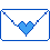 icono azúl sin rellanar hecho en pixel art de un sobre con un corazón en el medio