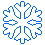 icono azúl sin rellanar hecho en pixel art de un copo de nieve