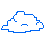 icono azúl sin rellanar hecho en pixel art de una nube